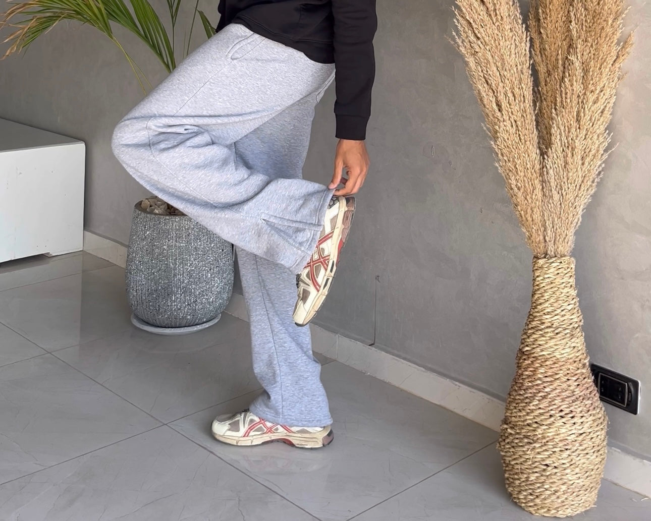 Wide leg cotton pants